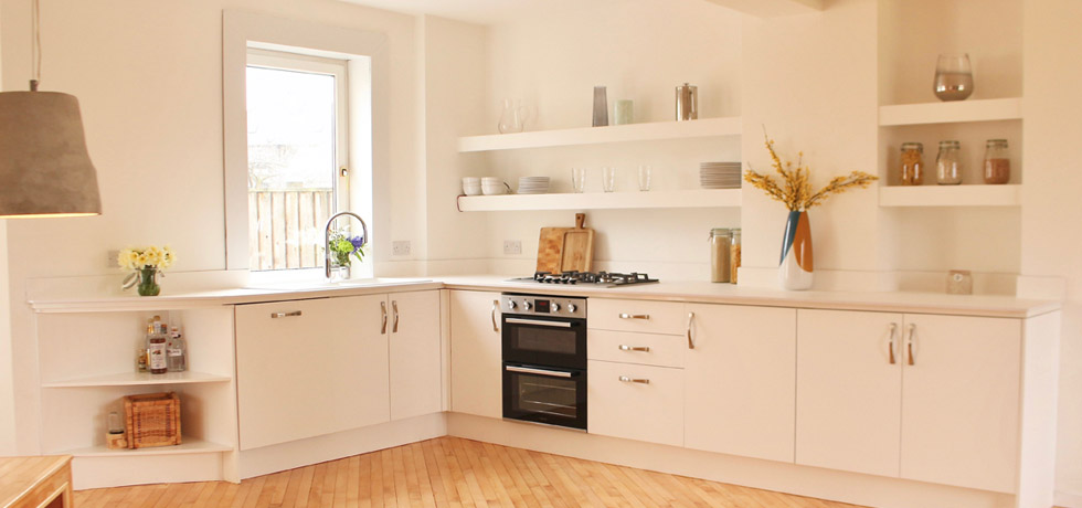 Evolve worktops in Luna Touch on BBC2's Your Home Made Perfect 